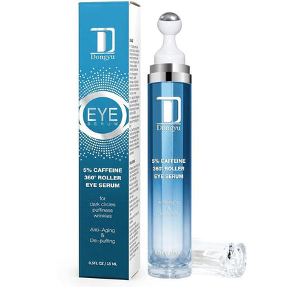 Dongyu 5% Caffeine Eye Serum and Under Eye Roller Cream for Dark Circles and Puffiness, with 360¡ã Massage Ball Reduce Wrinkles and Fine Lines, Bags under eyes Comfort Skin Care