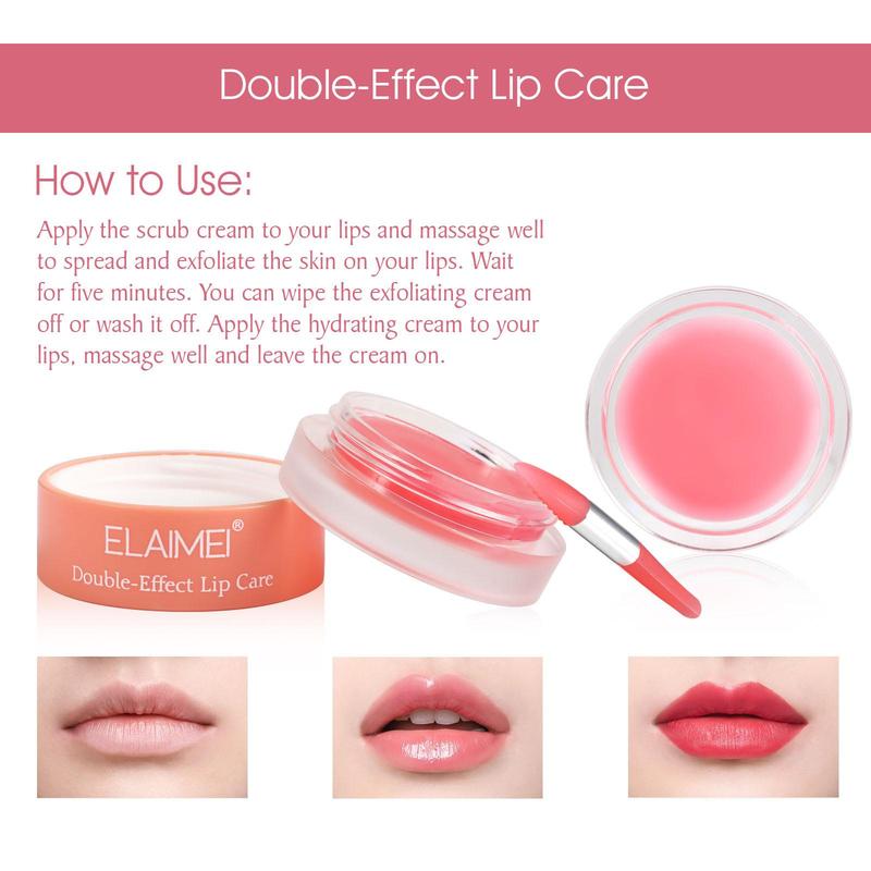 Double Effect Lip Care Kit, 2pcs/set Strawberry  & Peach Flavor Moisturizing Lip Care, Hydrate and Rejuvenate Dry Cracked Lips, Lip Care Products for Women and Girls