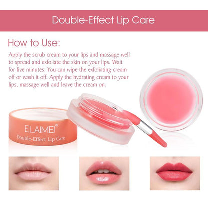 Double Effect Lip Care Kit, 2pcs/set Strawberry  & Peach Flavor Moisturizing Lip Care, Hydrate and Rejuvenate Dry Cracked Lips, Lip Care Products for Women and Girls