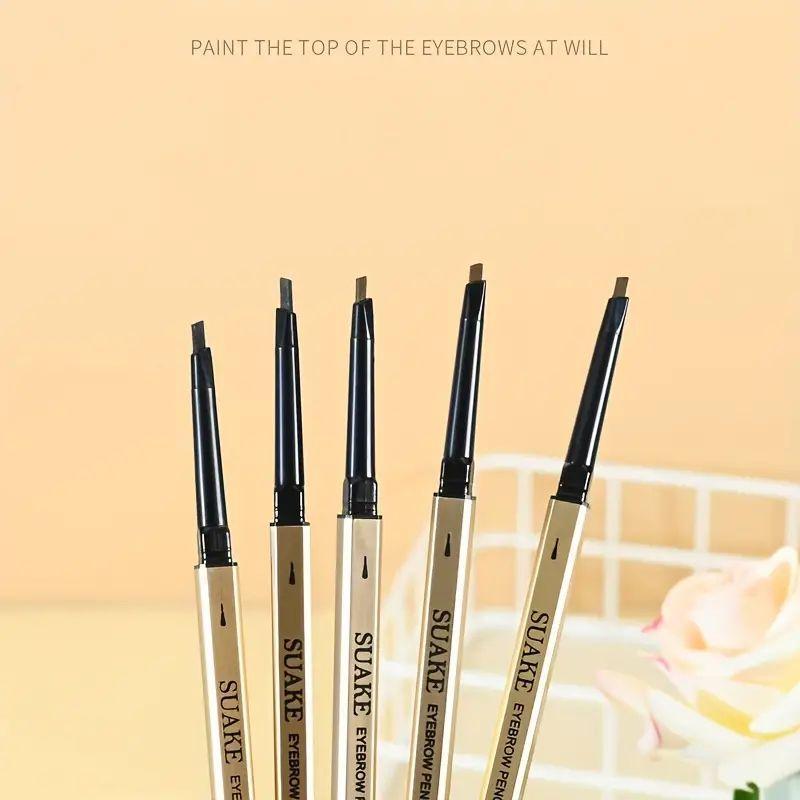 Double-ended Eyebrow Pencil with Eyebrow Brush, 5pcs/set Waterproof Long Lasting Eyebrow Pencil, Brow Styling Makeup Brush Set