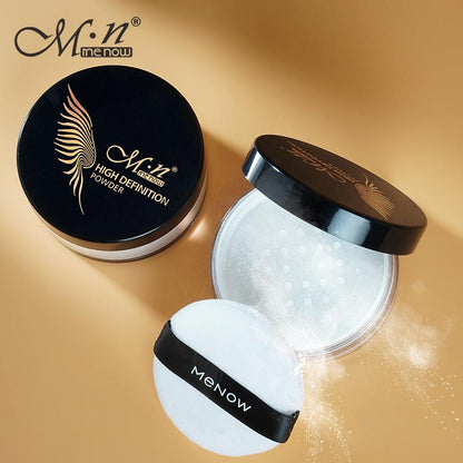 Menow High Definition Powder, Loose Powder, Lightweight, Long-Lasting, Creates Soft Focus Effect, Masks Fine Lines & Imperfections, 0.28 Oz, Sheer