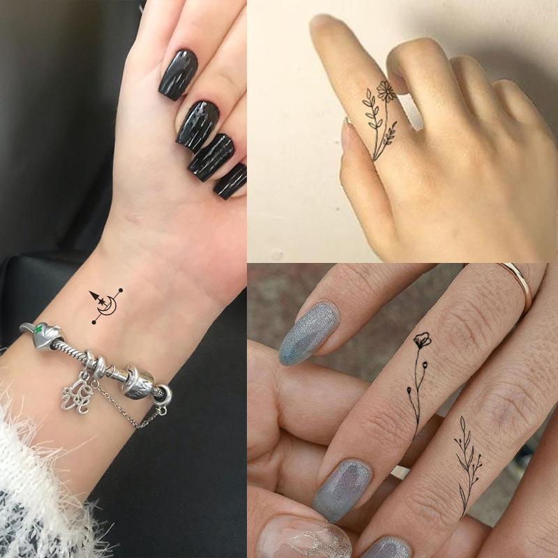 20pcs Premium Waterproof Black Line Drawing Temporary Tattoo Stickers for Women and Men - Lasts 3-7 Days, Ideal for Holiday Gifts and Daily Wear, Express Your Unique Style with Trendy and Intricate Designs