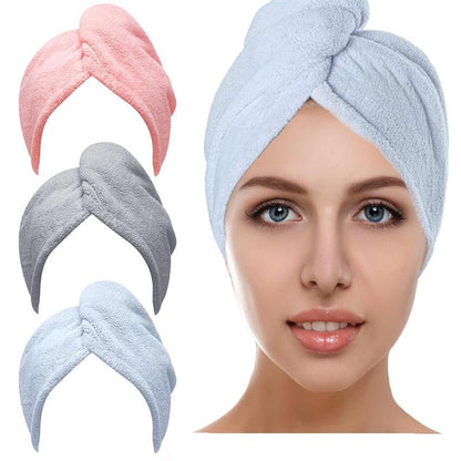 Mixed Color Microfiber Hair Towels, 3 Counts Anti Frizz Hair Turbans, Drying Hair Wrap Towels for Wet Curly Hair