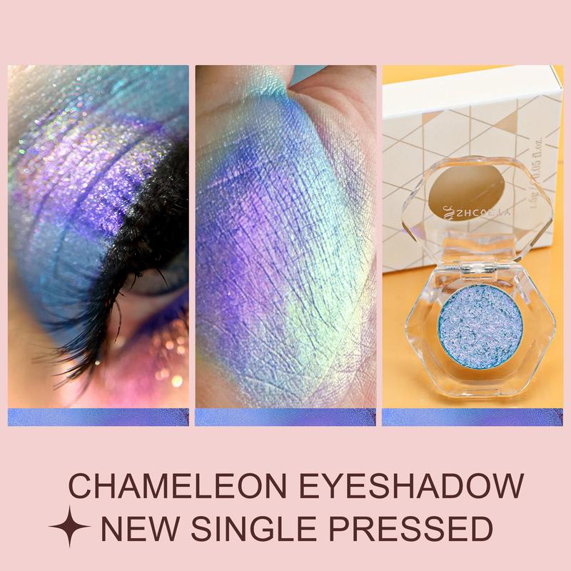 Single Pressed Chameleon Eyeshadow, Glitter Eye Shadow Makeup Products, Mashed Potato Texture Neon Glitter Eyeshadow Powder, Suitable for Party Music Festival Masquerade