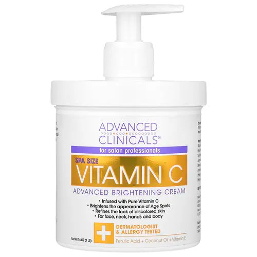 Advanced Clinicals Vitamin C, Advanced Brightening Cream, 1 lb (16 oz)