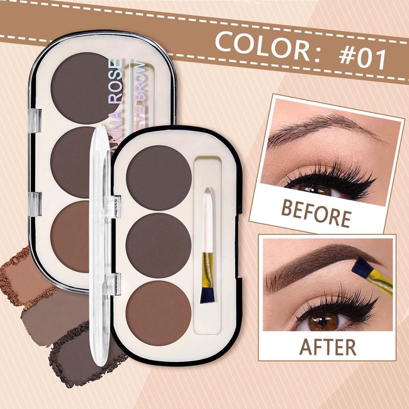 Comfort Skincare 3 Color Eyebrow Powder Palette with Eyebrow Brush, Long-lasting Natural Eyebrow Powder, Easy Coloring Eye Brow Cosmetic Product