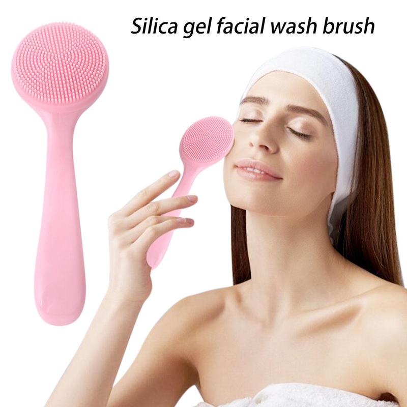 Manual Silicone Facial Cleansing Brush, Double Sided Face Scrubber for Daily Skin Care, Face Exfoliator Massage Brush Shower Cleaning Brush