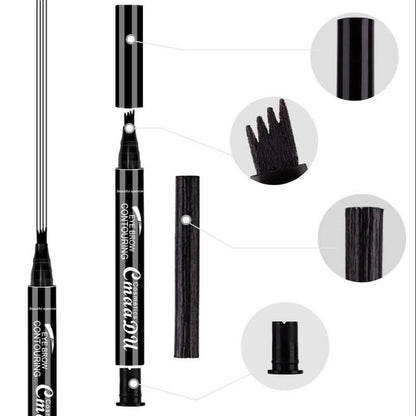 4 Split Tip Liquid Eyebrow Contouring Pencil, 1 Count Clear Texture Long Lasting Simulated Natural Vivid Eyebrow Pencil, Portable Makeup Tool