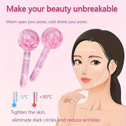 Flower Design Ice Ball (2 Counts), Ice Ball Face Massage Tool, Face Massage Ice Ball, Facial Skin Care Tool for Women