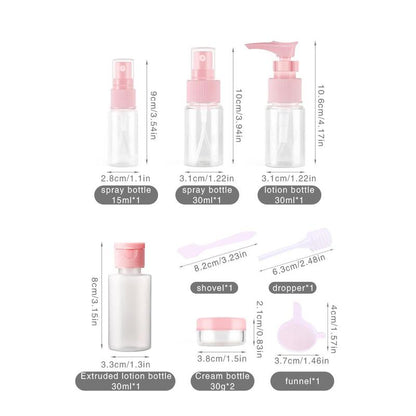 Travel Bottle Set, 9pcs/set Portable Cosmetic Dispensing Bottle, Empty Spray Bottle, Skincare Tools