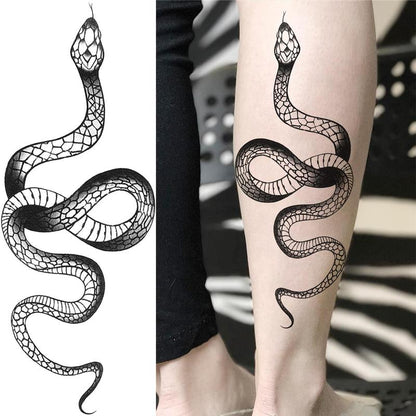 Snake & Flower Pattern Temporary Tattoo Sticker, 10pcs/set?Realistic Arm Tattoo Sticker, Body Decoration for Men & Women