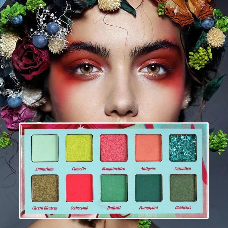 10 Color Matte & Glitter Eyeshadow Palette, Long Lasting Shimmering Eye Shadow, High Pigmented Blendable Eyeshadow Powder, Colorful Eye Makeup Products