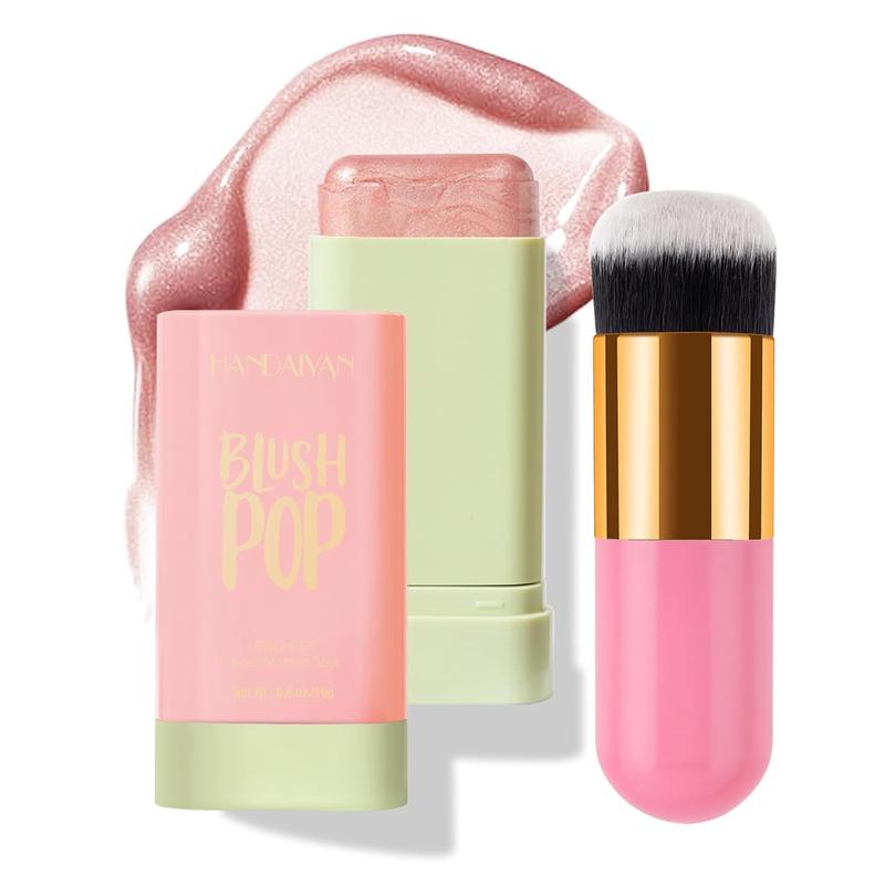 Cream Blush Stick for Cheeks, Multi-Use Makeup Blush Stick for Eyes Lips Face, Travel-Friendly Tinted Solid Moisturizer Matte Blush, Natural Glow Blendable Smooth Blusher with Brush-Shy Pink