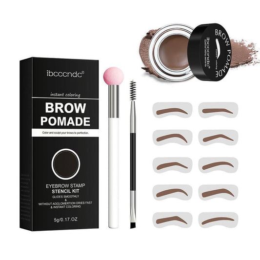 Eye Brow Makeup Kit, 1 Set Easy Coloring High Pigment Eyebrow Cream with Eye Brow Coloring Stencils & Eye Brows Brushes, Waterproof Eyebrow Tinted Cream