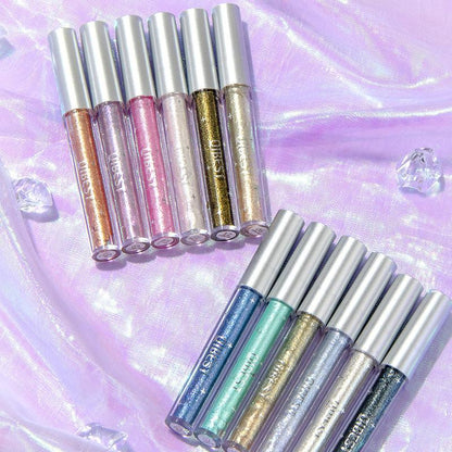 Glitter Liquid Eyeshadow, Long Lasting Shimmering Eye Shadow, High Pigmented Glittering Brightening Highlighting Liquid Stick for Eye Makeup