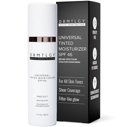 Anti-Aging Tinted Moisturizer with SPF 46. Universal Tint. All-In-One Face Sunscreen and Sheer Coverage with Broad Spectrum Protection Against UVA and UVB Rays. 1.7 oz Facial Skincare Skin Repair Comfort Hydrate Moisture