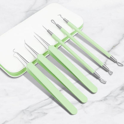 Portable Acne Removal Kit With Storage Case, 6pcs?Multifunction Acne Remover Tool, Professional Skincare Tools For Women