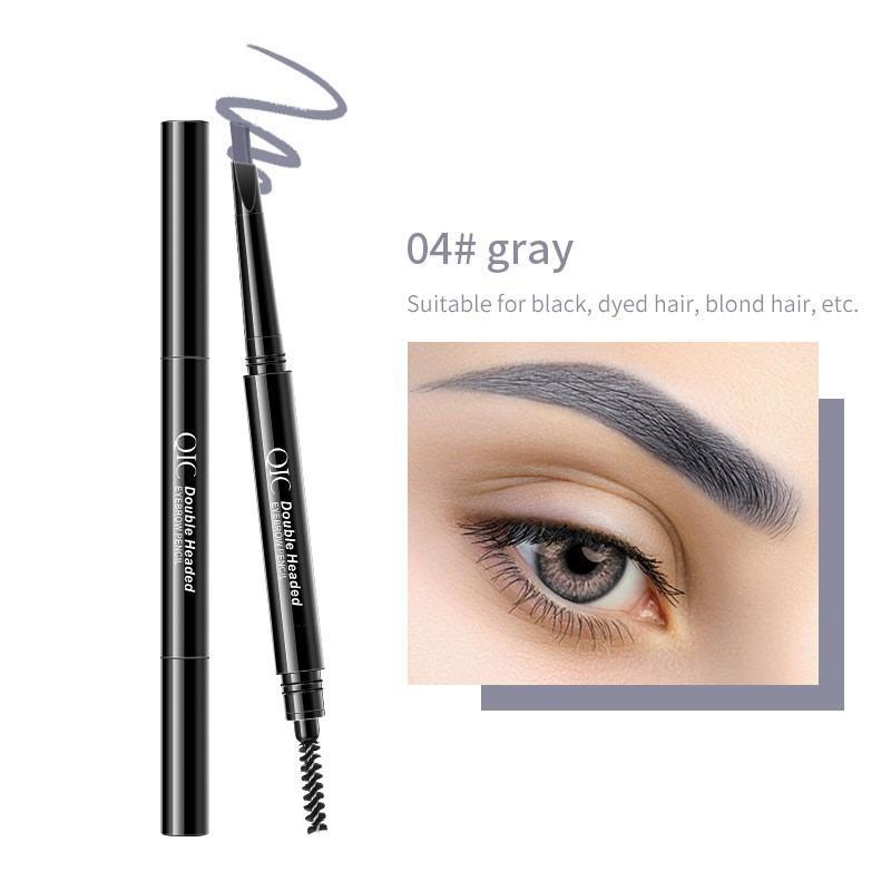 Triangle Double Head Automatic Eyebrow Pencil, Not Easy Peeling & Fading Eyebrow Pen, Waterproof & Anti Sweat Eyebrow Pencil & Eyebrow Brush