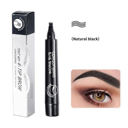 Waterproof Four-tooth Liquid Eyebrow Pencil, Long Lasting Eyebrow Liquid Pencil, Sweat Proof High Pigmented Brow Shading & Filling Pencil,Makeup Tool Easy To Apply, Music Festival Makeup Supplies