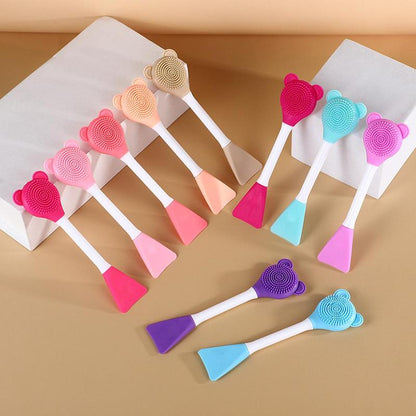 Random Color Silicone Facial Cleansing Brushes, 4pcs/set Double-ended Face Mask Brushes, Soft Skin-friendly Cleansing Tools, Skincare Tool Kit