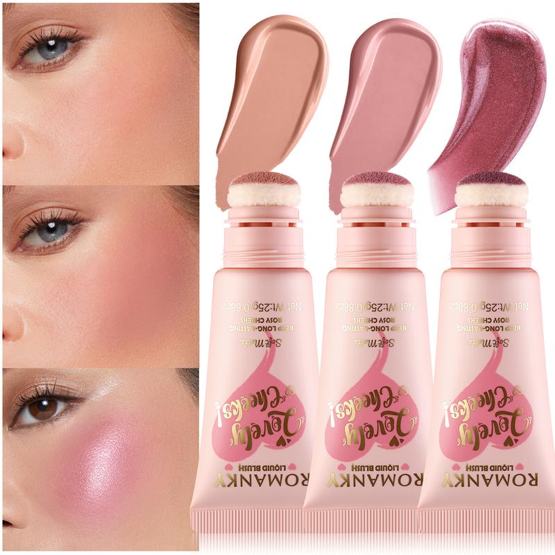 liquid blush, melt into makeup powder, 6 colors suit to variety of skin tones, creamy mousse long lasting waterproof no clumping delicate and smooth easy to dizzy Cosmetic