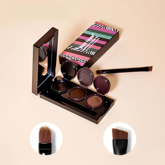 3 Color Long-wearing Eyebrow Powder with Angled Brush (1 Piece), Professional Eye Makeup Enhancement for Women and Girls