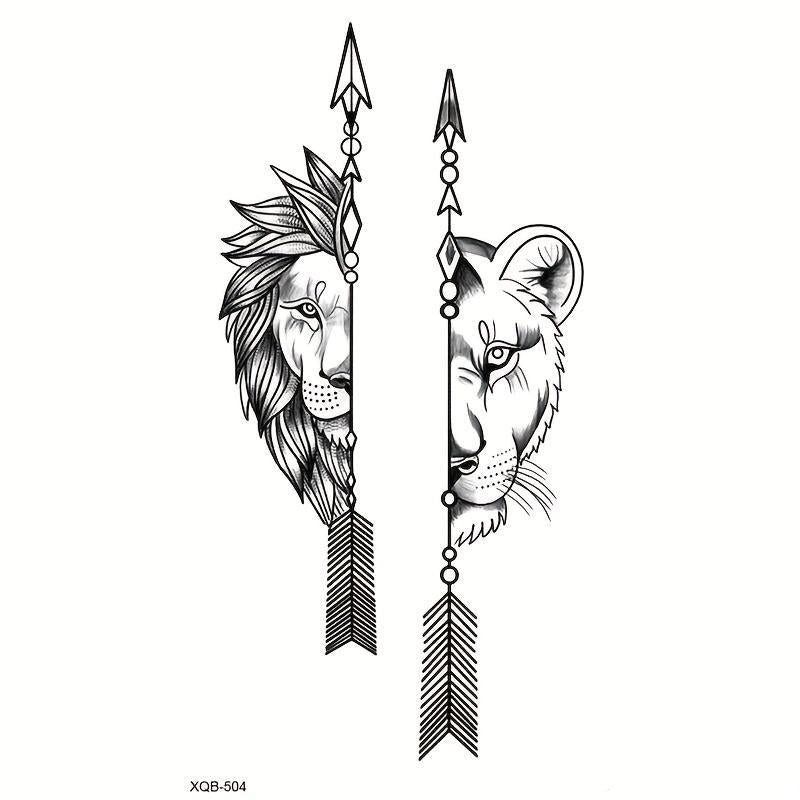 Lion Pattern Temporary Tattoo Sticker, 1 Count Realistic Fake Tattoo Sticker, Body Art Sticker for Women & Men, Tattoo Sticker for Arms, Neck, Ankle, Legs, Painless Body Art Decoration