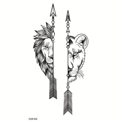 Lion Pattern Temporary Tattoo Sticker, 1 Count Realistic Fake Tattoo Sticker, Body Art Sticker for Women & Men, Tattoo Sticker for Arms, Neck, Ankle, Legs, Painless Body Art Decoration