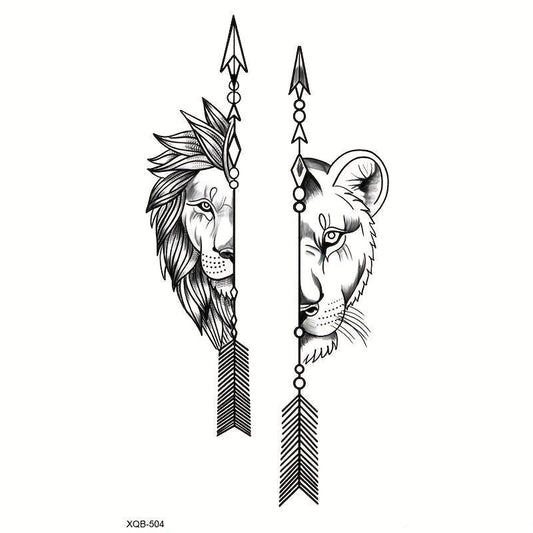 Lion Pattern Temporary Tattoo Sticker, 1 Count Realistic Fake Tattoo Sticker, Body Art Sticker for Women & Men, Tattoo Sticker for Arms, Neck, Ankle, Legs, Painless Body Art Decoration