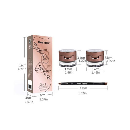 1 Set 2 In 1 Long Lasting Eyebrow Powder & Eyeliner Gel, Women and Girls Makeup Accessories