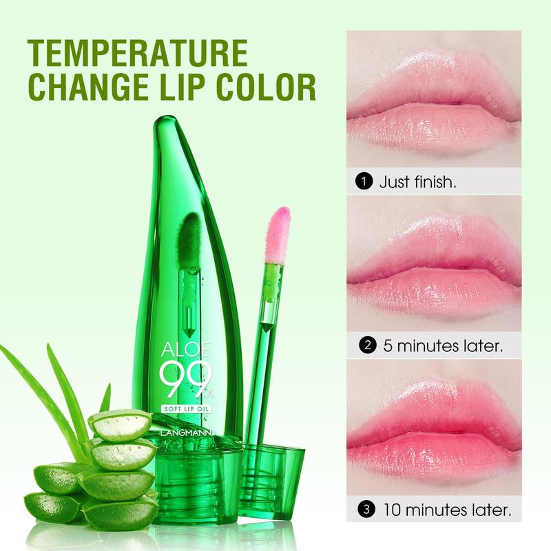 Aloe Vera Lip Oil, Long Lasting Moisturizing Lip Gloss, Natural Color Changing Lip Oil, Hydrating Lip Balm, Plumping Lip Oil Lip Stick, Lip Care Product