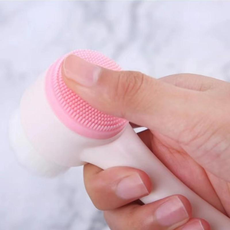 Facial Cleansing Brush, Double Sided Face Scrubber, Facial Skin Massage Brush, Dual Ended Facial Skin Care Brush, Great for Pore Cleaning, Exfoliating, Massaging