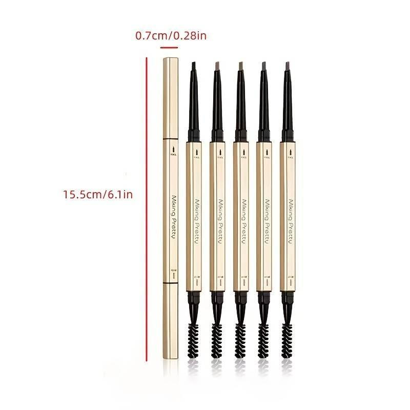 2 In 1 Double Headed Eyebrow Pencil, 1 Count Waterproof Eyebrow Pencil with Eyebrow Brush, Smudge Proof Brow Shaping and Filling Eyebrow Tint Pencil