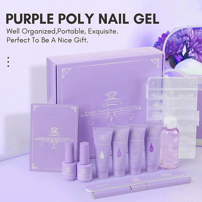 Poly Nail Extension Gel Kit Long Lasting Hard Gel for Nail Building Purple DIY GIFT Nail Art Nail Care Nail Polish Clear Color Flowers Salon Cutics Glossy Manicure Cosmetic