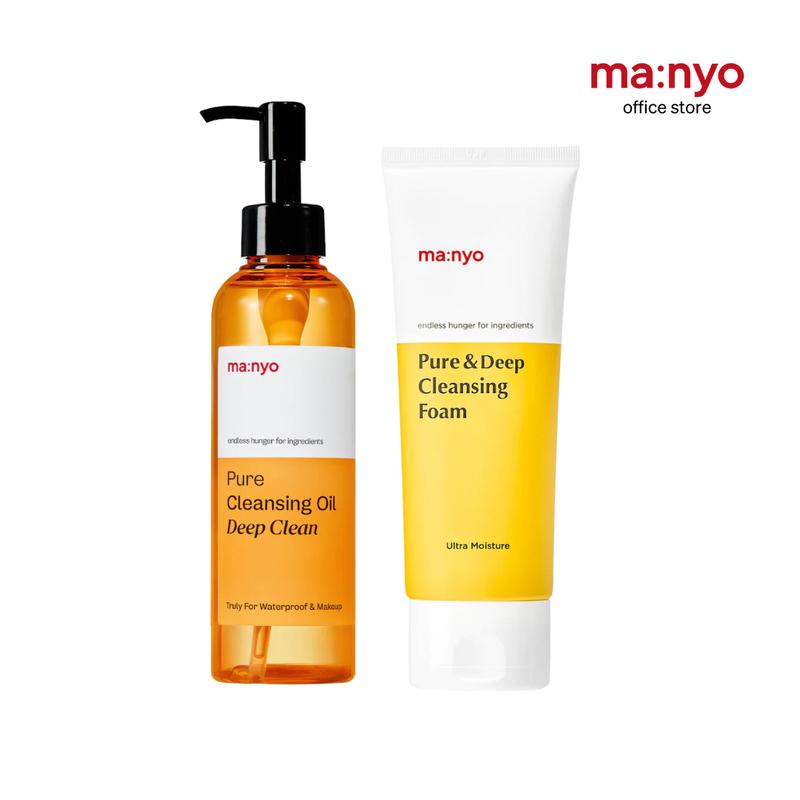 [ma:nyo Official Shop] Deep Clean Double Cleansing Set (Deep Oil 200ml + Foam Cleanser 100ml)