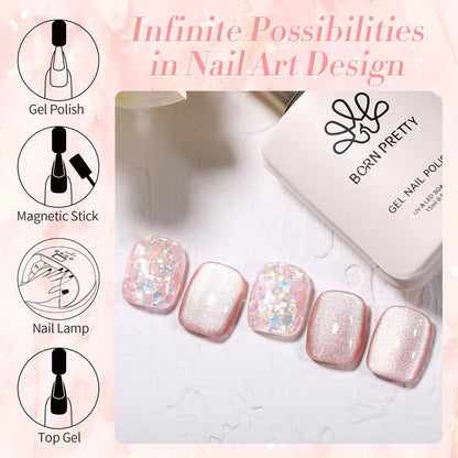 BORN PRETTY Magnetic Cat Eye Nail Polish Gel 15ml One Bottle With Magnetic Stick Nail Art Nail Care