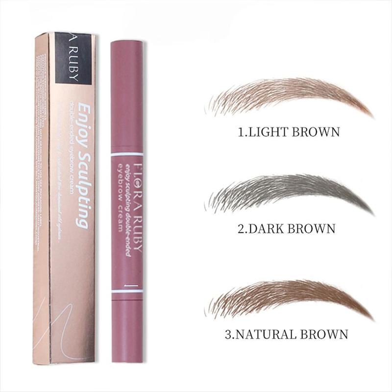 Double Ended Eyebrow Cream, 1 Piece Waterproof Long Lasting Eyebrow Tinted Cream, Smudge Proof Eye Brow Coloring Styling Pen, Eyebrow Makeup Product