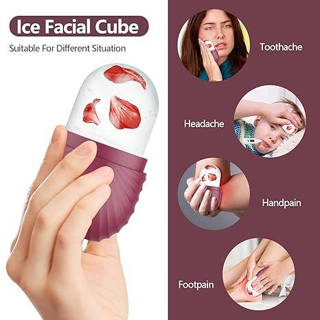 Facial Ice Roller, Ice Cube Roller Massager, Face/Eye/Neck Ice Roller, Eliminate Eye Bags, Reduce Migraines. Repeatable massage, firming and anti-wrinkle, improve skin quality. Whiten skin, enhance natural glow, gift for special women, . Silicone Skincare