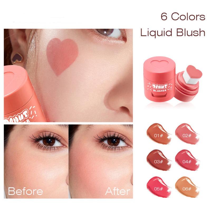 Liquid Blush Makeup with Heart-Shaped for Cheeks, Natural-Looking Face Blush Make up Tint Cheek Stamp Applicator Waterproof Gift for Women