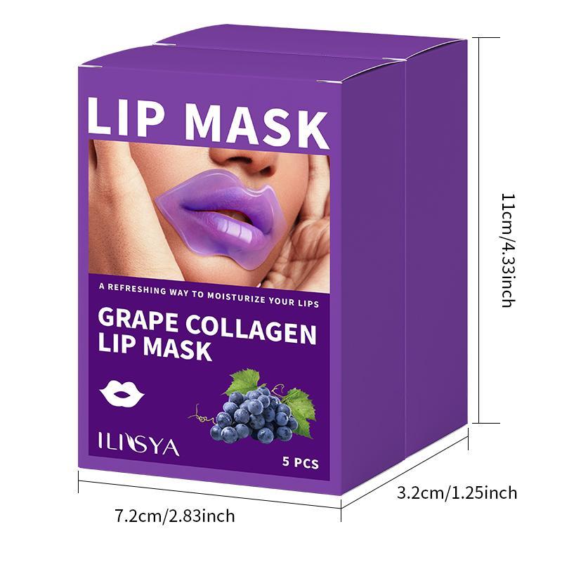 Grape Collagen Lip Mask, 10pcs/Box Moisturizing Lip Mask, Hydrating Lip Care Product for Women & Girls