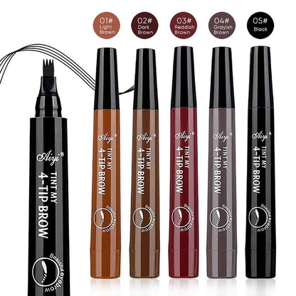 4 Fork Tip Liquid Eyebrow Pencil, Waterproof Long Lasting Eyebrow Pen, Brow Styling Brush, Brow Shading & Filling Pencil, Eyebrow Pen, 4 Point Eyebrow Pencil Waterproof Eye Brown Makeup, Eye Brow Pen Cosmetic for Women