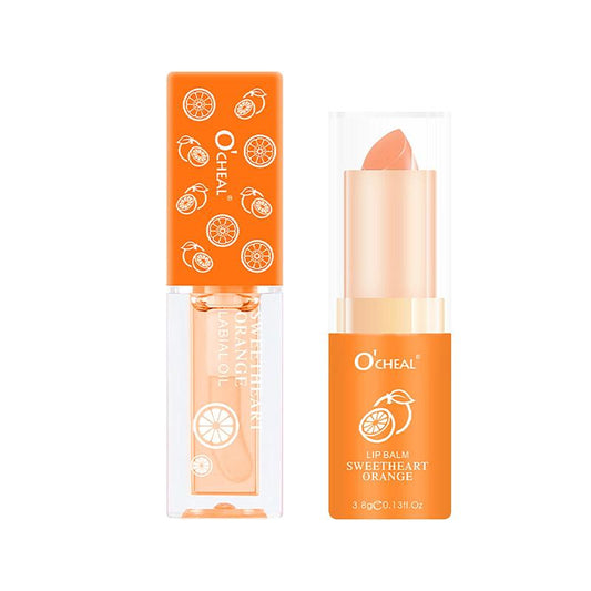 Fruit Warming Lip Oil & Lipstick, 1 Box Moisturizing Lip Balm, Long Lasting Lip Care for Women & Girls Daily Care