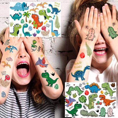 6pcs 3D Dinosaur Pattern Tattoo Sticker, Fun T-Rex Dino Temporary Tattoo Decal for Party & Birthday Use, Body Decoration Sticker for Kids