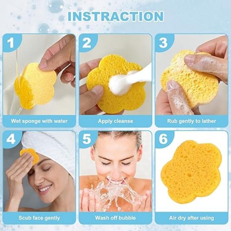 Flower Shaped Facial Cleansing Sponge, 60pcs/set Soft Face Cleansing Sponge, Face Cleaning Puff, Makeup Accessories