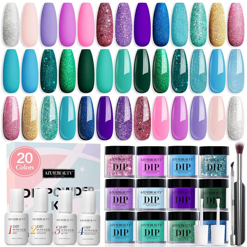 AZUREBEAUTY 20 Colors  Dip Powder Nail Starter Kit, DIY Nails At Home, Gift Choice, Nail Salon At Home, Gift for Her