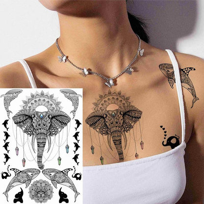 Vintage Butterfly & Moon Pattern Temporary Tattoo Sticker, 28pcs/set Waterproof Fake Tattoo Sticker, Body Art Sticker for Women & Men