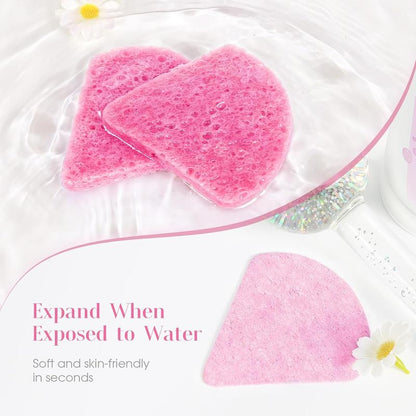 Compressed Facial Sponges, 60pcs/set Triangular Shaped Face Sponges, Washing Face Exfoliator Sponge, Natural Reusable Facial Sponge for Estheticians Cosmetic Spa