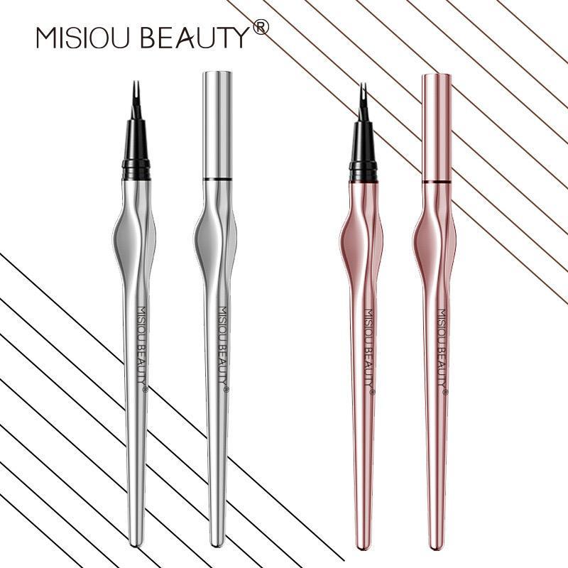 Dual-fork Waterproof Liquid Eyebrow Pen, Smudgeproof Long-lasting Eye Brow Pen for Natural Wild Brow Definition, Multi-use Makeup Pen for Lashes & Hairline