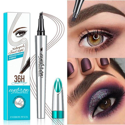 Eyebrow Pencil with 4 Tip Microblade for Natural Eyebrow Makeup Eyebrow Microblading Pen Waterproof &Smudge-Proof