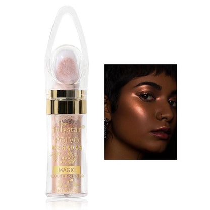 Face & Body Glitter Highlighter, Shimmering Highlighter Powder, Long Lasting Pearly Makeup Powder